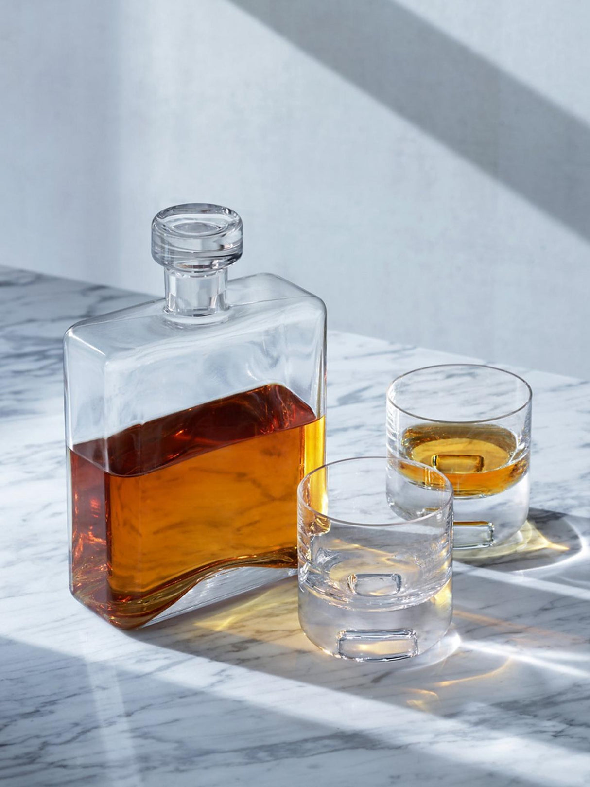 LSA International Cask Whisky 1L Oblong Decanter & 2 Decanter Gift Set Clear