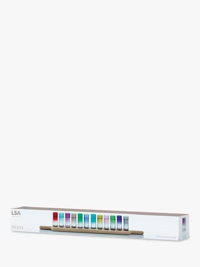 LSA International Oak Wood Grand Paddle Board 12 Vodka Shot Glasses - Multi