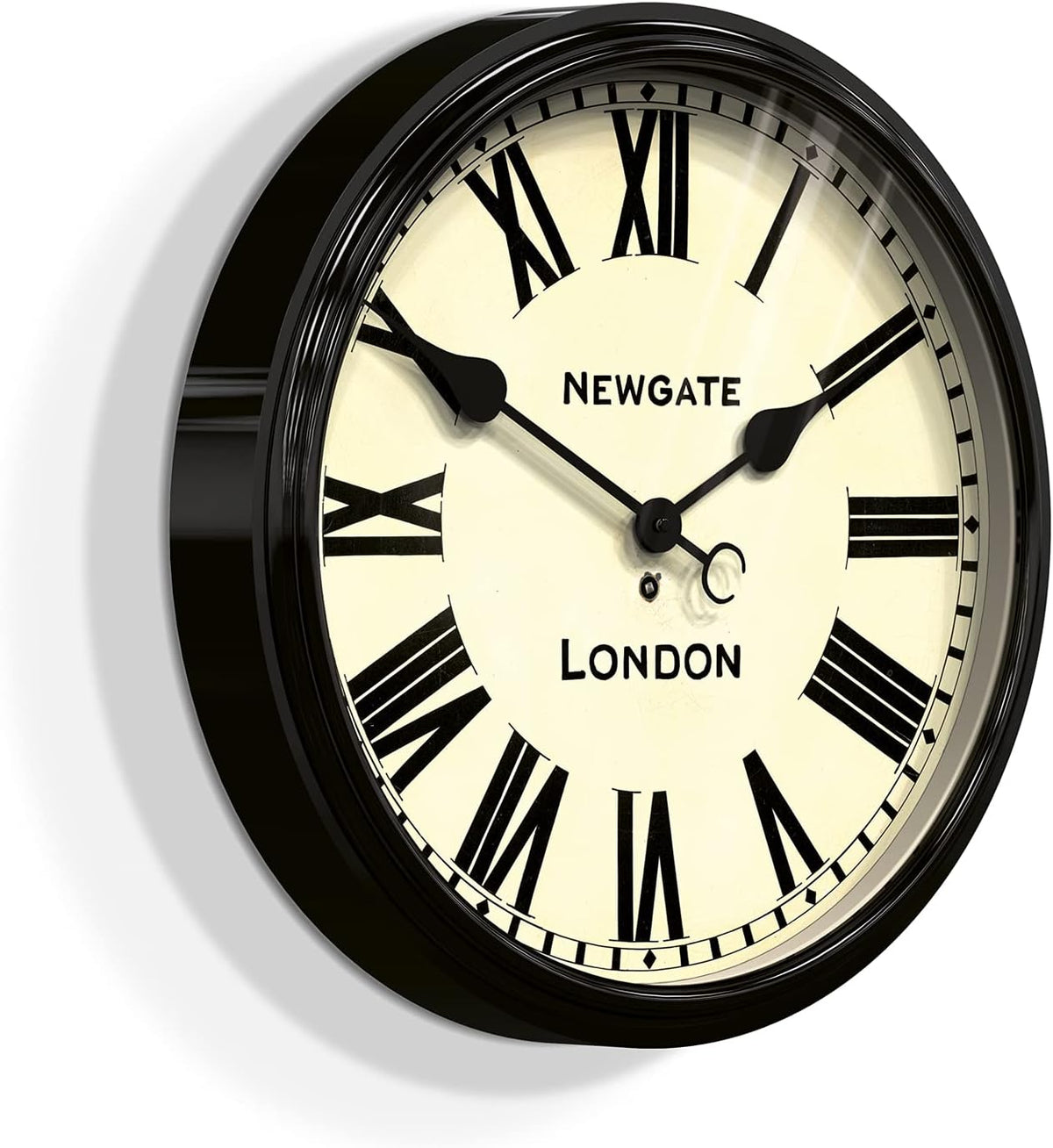 Newgate Clocks Battersby Roman Numeral Wall Clock W50 x H50 x D8cm - Black - Kazoop