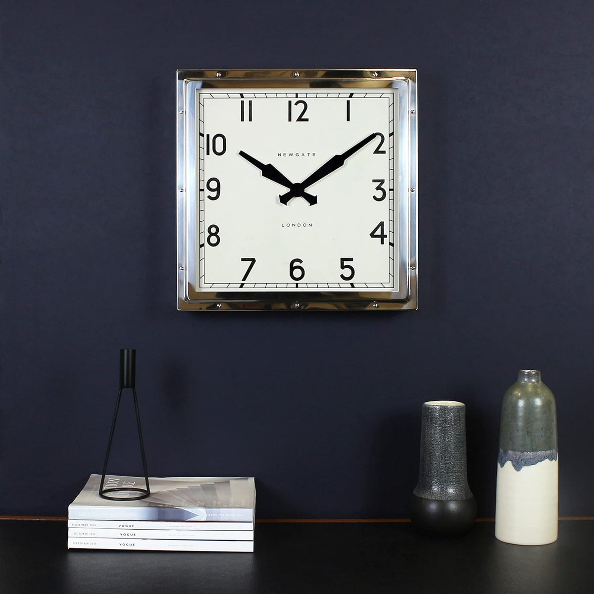 Newgate Clocks Quad Square Metal Wall Clock H40 x W40 x D9cm - Silver - Kazoop
