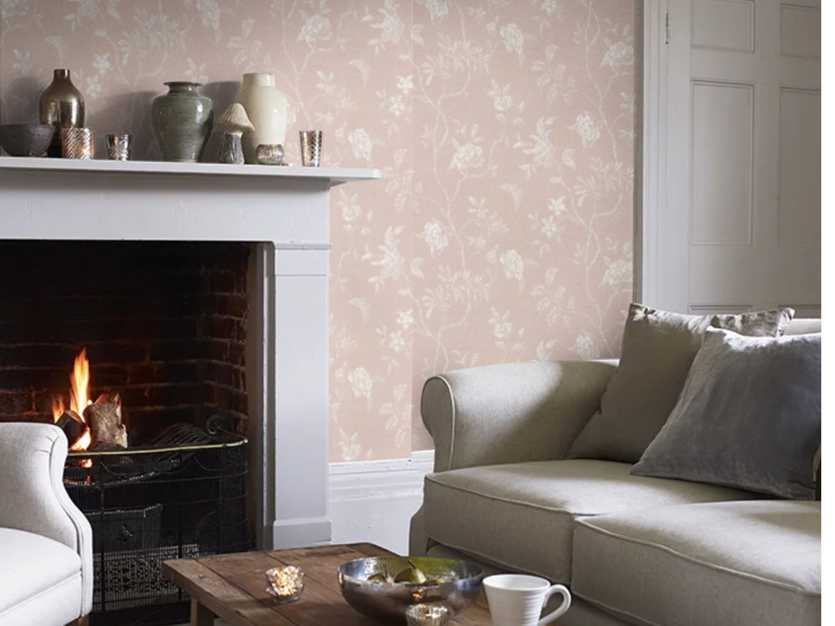 Colefax and Fowler Indoor Swedish Tree Wallpaper - L10m x W68.5cm - Pink