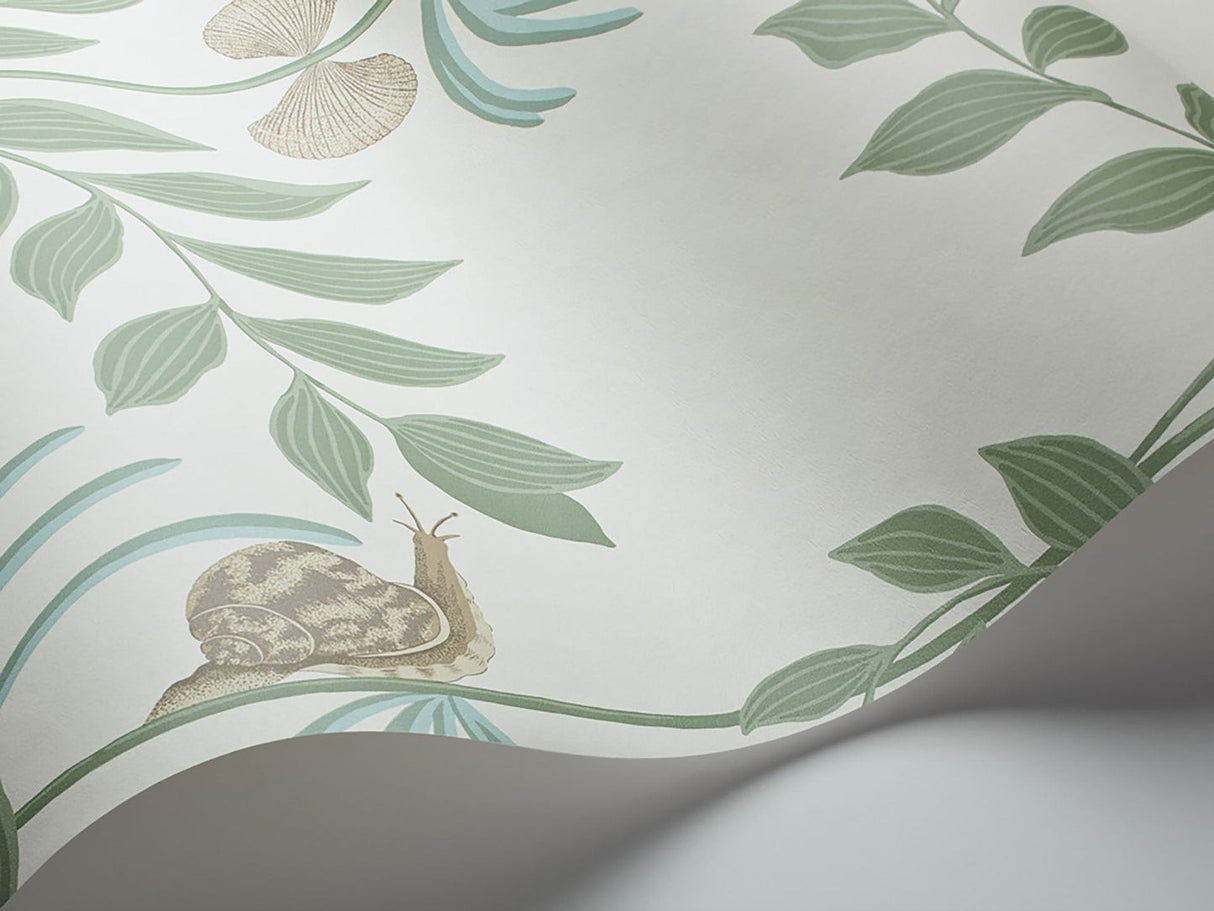 Cole & Son 103/9031 Secret Green Garden Leaves Wallpaper - Sage On Chalk