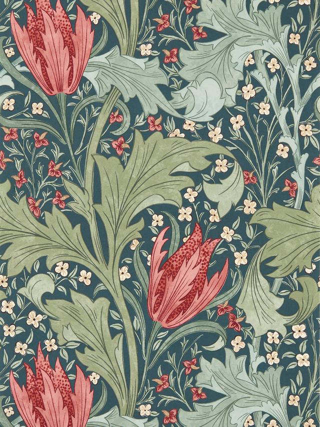 Morris & Co Lent Lily Paste The Wall Wallpaper 10.05m Roll - Indigo/Madder