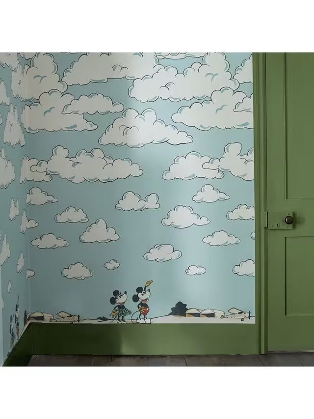 Sanderson Mickey in the Clouds Wallpaper Mural W52 x D10cm - Sea Salt Blue