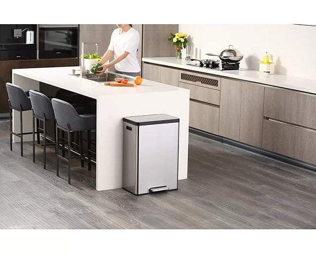 EKO Ecocasa 2 Section Recycling Kitchen Pedal Bin 2x 20L - Stainless Steel - Kazoop