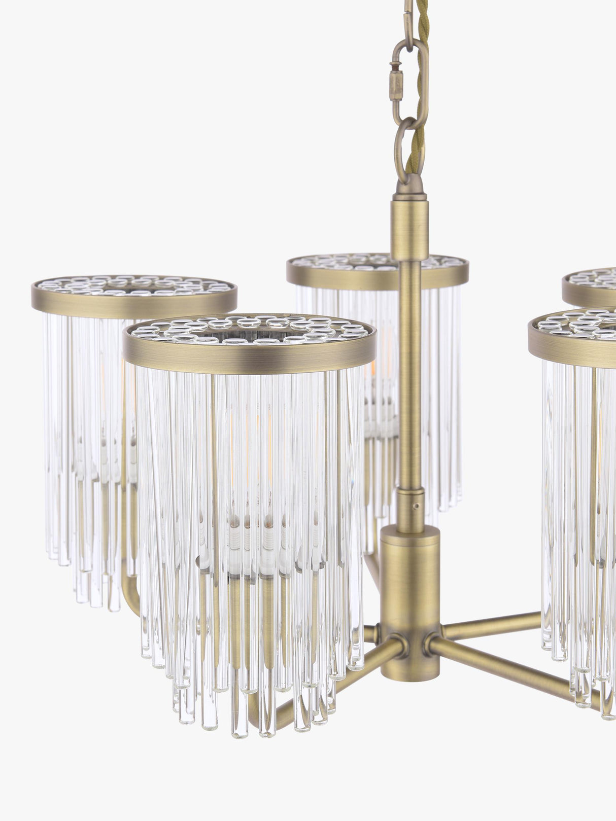 Laura Ashley Hilcote Glass Rods Pendant Ceiling Light - Matt Antique Brass A