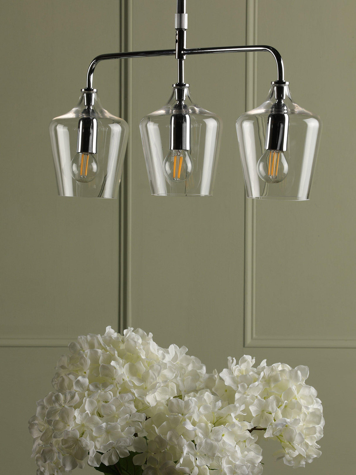 Laura Ashley Ockley 3 Pendant Bar Adjustable Kitchen Ceiling Light - Chrome A