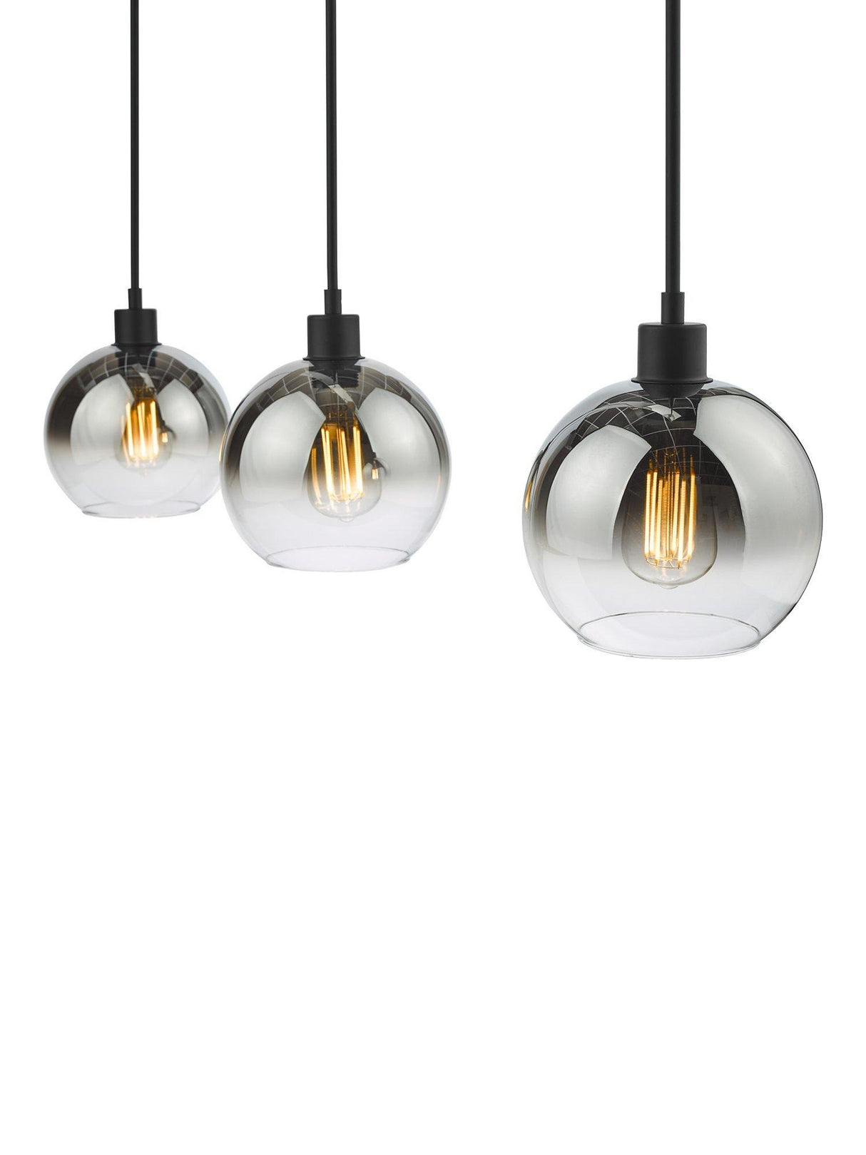 Där Lycia 3 Arm Mirror Bar Adjustable Dimmable Ceiling Light - Black Ombre