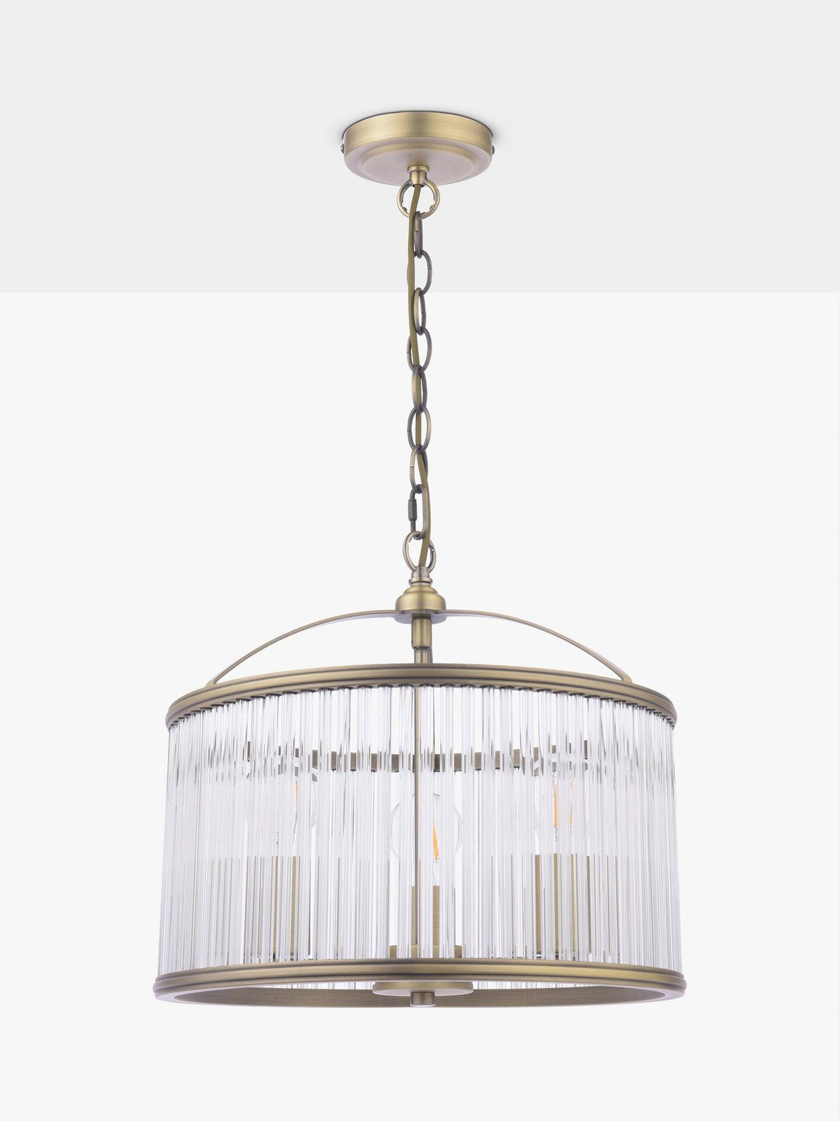 Laura Ashley Sutton 34.5 x Dia.38cm 3 Ceiling Pendant Light - Antique Brass