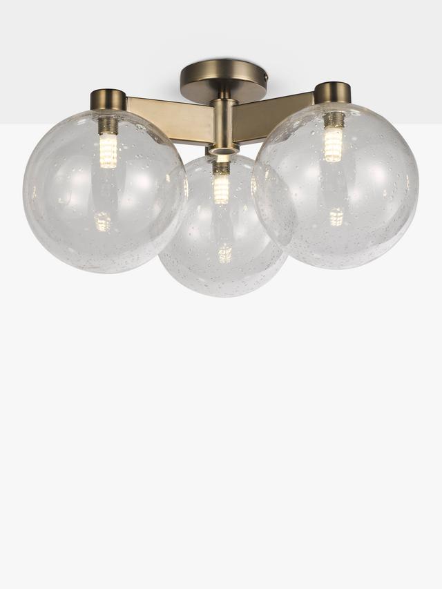 John Lewis Modern Fixed Lux Bubble 3 Semi Flush Ceiling Light - Satin Bronze