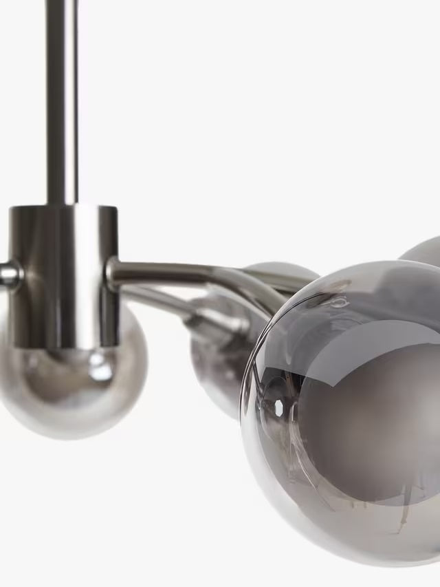 John Lewis Huxley 9 Arm Semi Flush Smoked Glass 50cm Ceiling Light - Steel