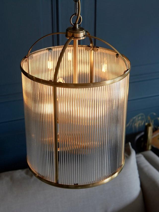 Bay Lighting Stockwell Ribbed 4 Arm Pendant Hanging Ceiling Light - Brass