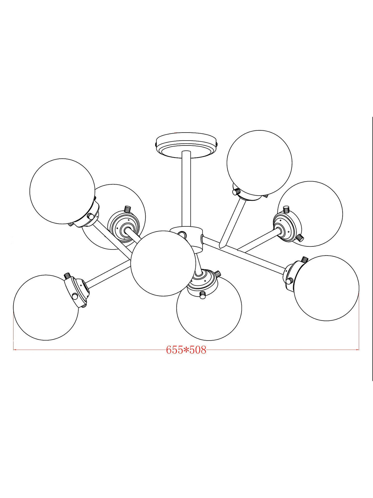John Lewis Orb Muti Armed 8 Bulb Ceiling Light - Smoke