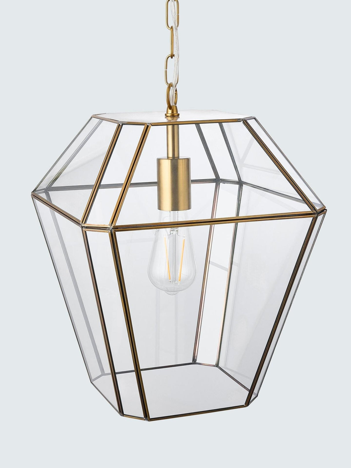John Lewis Timeless Glass Lantern Pendant Ceiling Light - Antique Brass