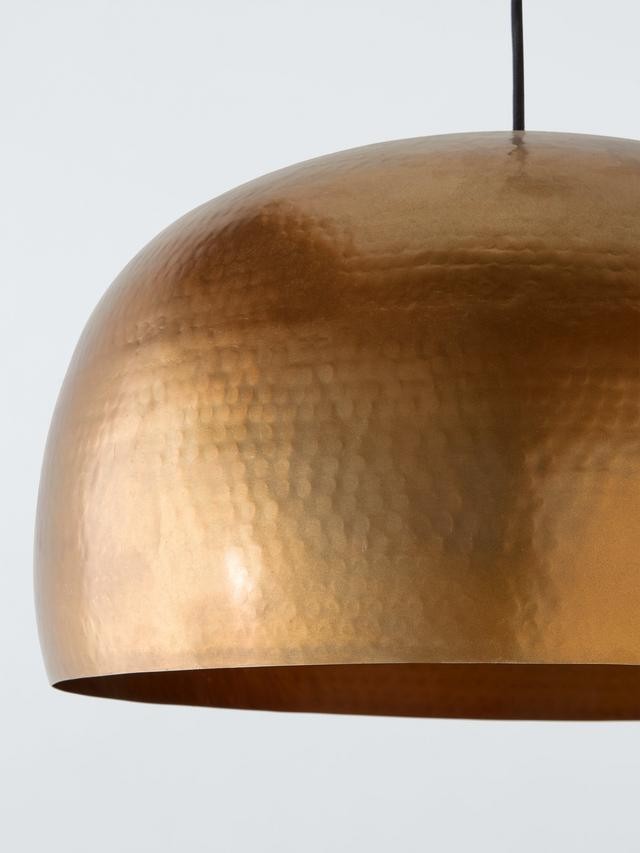 John Lewis Hammered Dome Shaped Industrial Pendant Ceiling Light - Gold