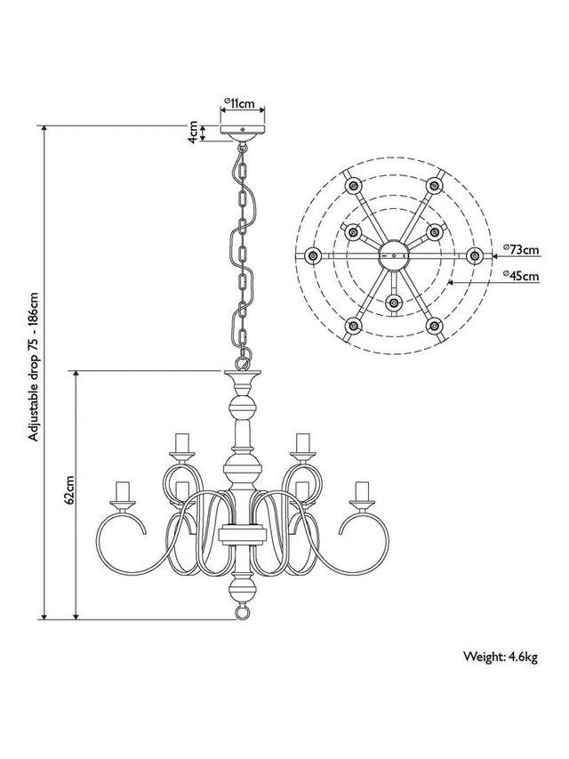 John Lewis Carlita XL 9-Light Traditional Chandelier Ceiling Light - White
