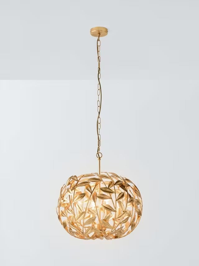John Lewis Decorative Metal Leaf 4-Light Pendant Ceiling Light 50cm - Gold