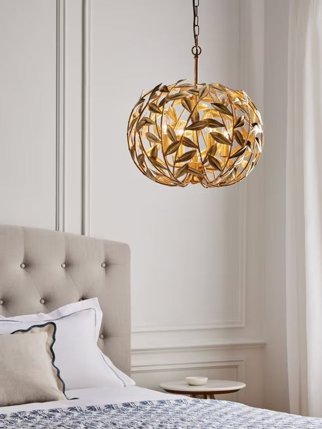 John Lewis Decorative Metal Leaf 4-Light Pendant Ceiling Light 50cm - Gold