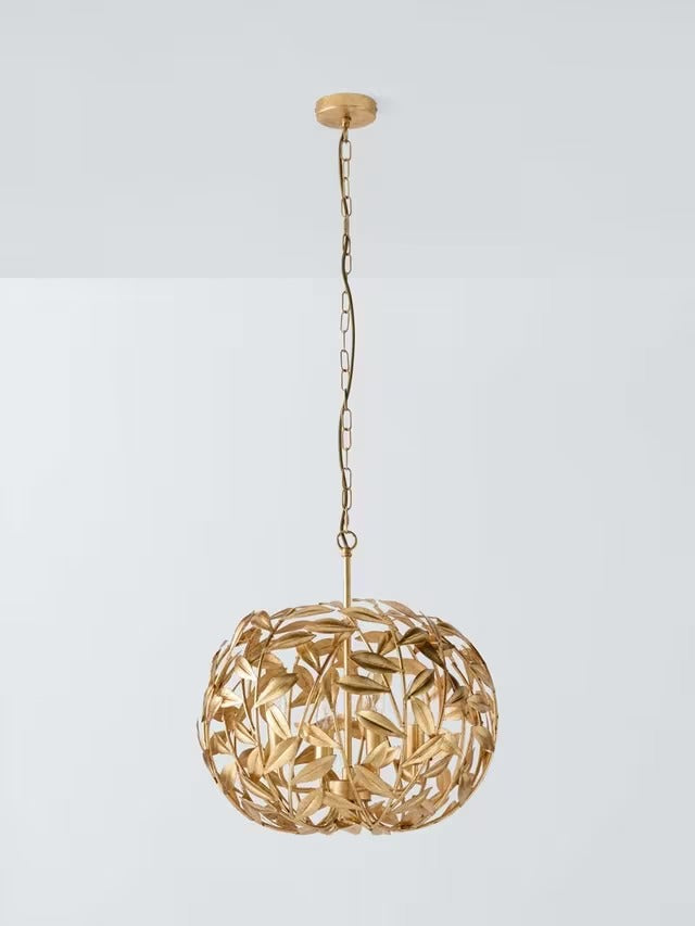 John Lewis Decorative Metal Leaf 4-Light Pendant Ceiling Light 50cm - Gold