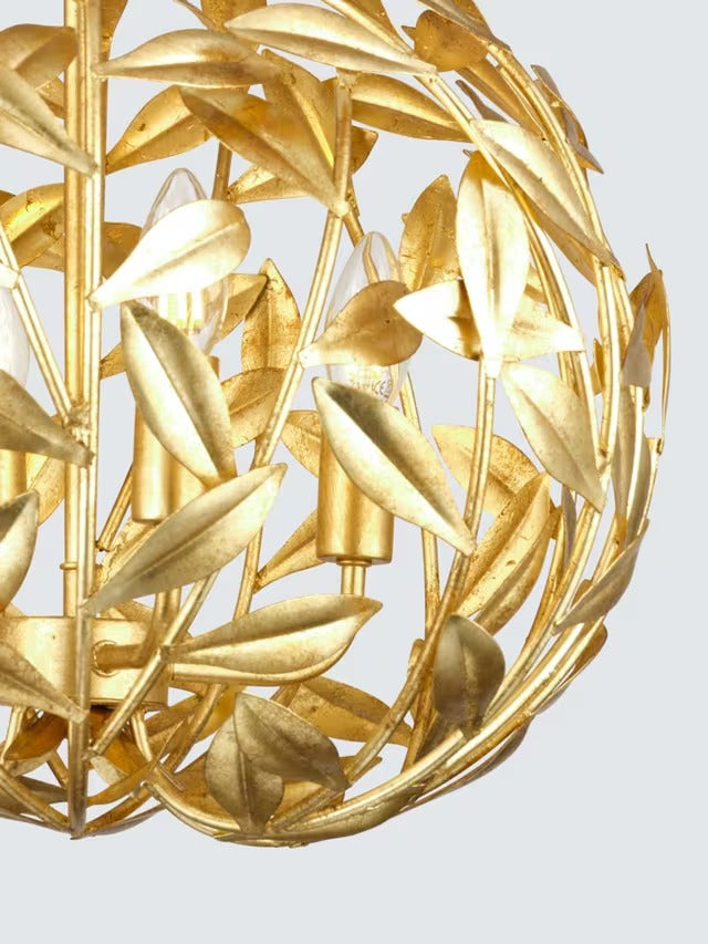 John Lewis Decorative Metal Leaf 4-Light Pendant Ceiling Light 50cm - Gold