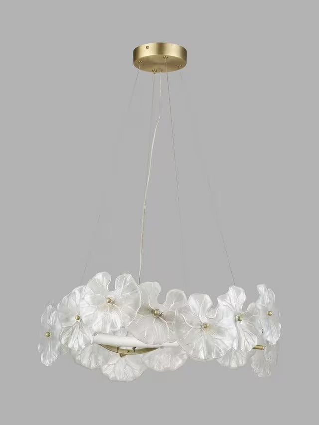 John Lewis Lily Pad Dimmable Adjustable Glass Chandelier Ceiling Light Gold