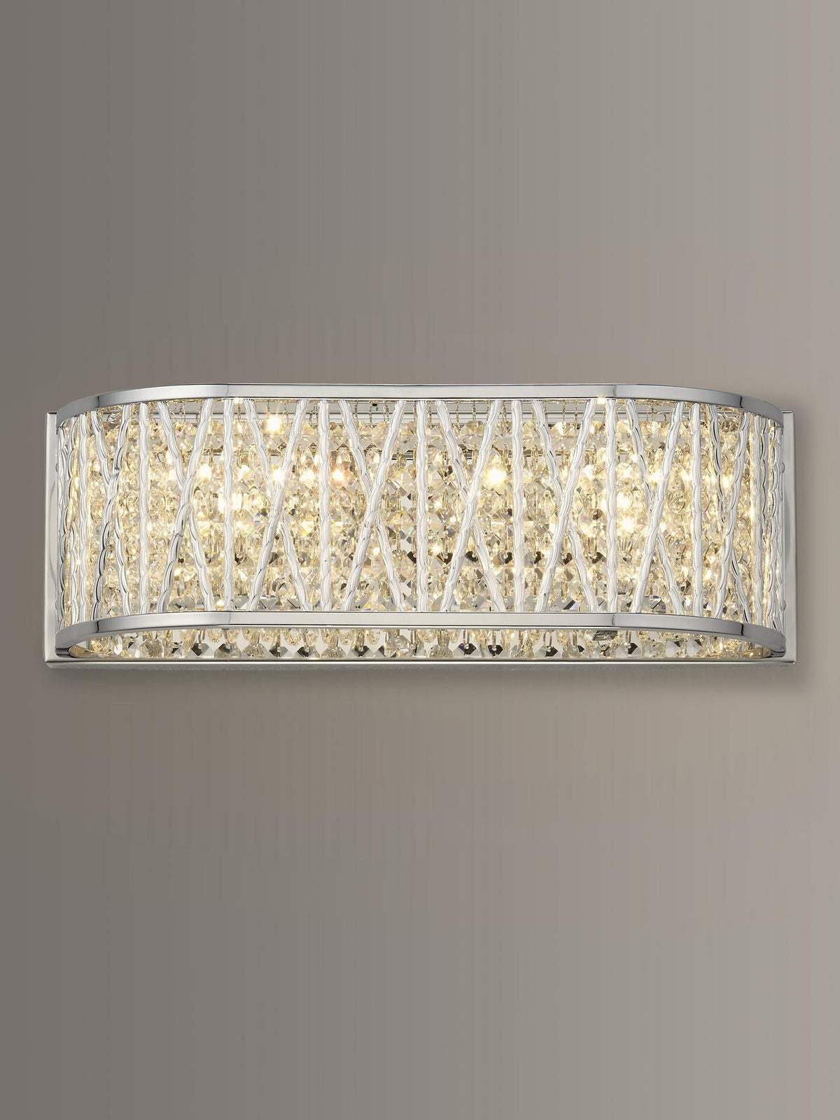 John Lewis Emilia Dimmable Crystal Drum Wall Light - H13 x W38 x D11cm
