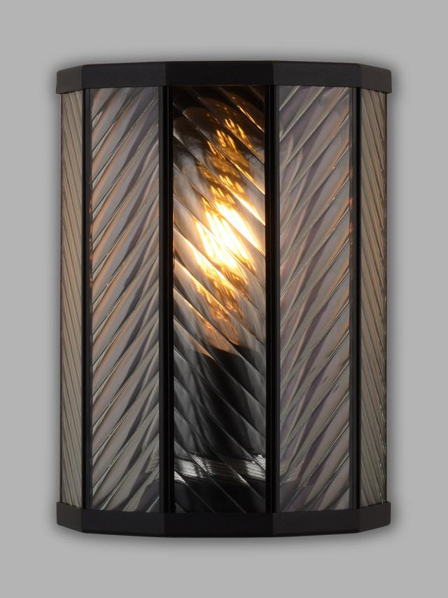 John Lewis Herringbone Glass IP44 Outdoor Wall Lantern Light - Clear/Black