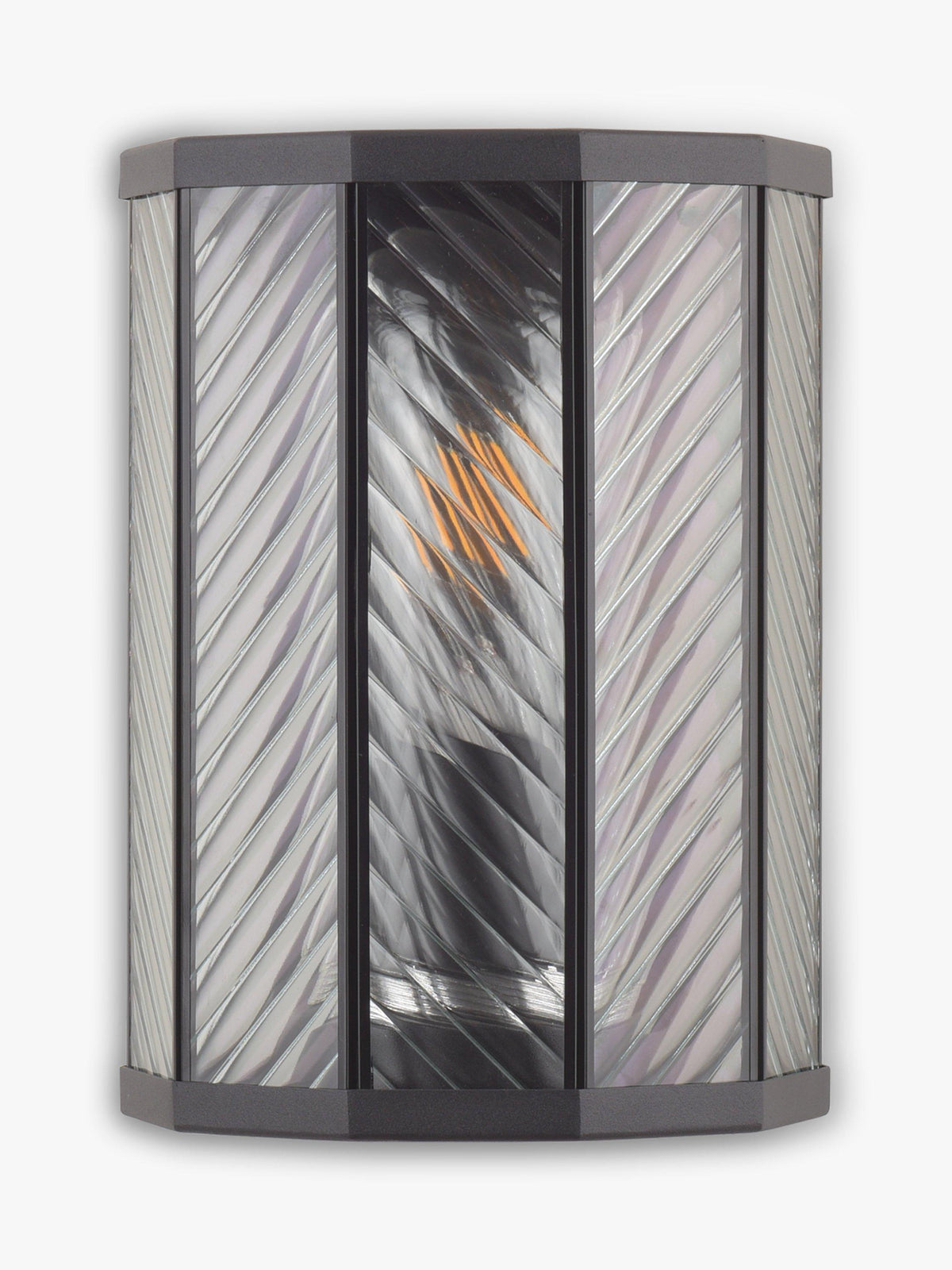 John Lewis Herringbone Glass IP44 Outdoor Wall Lantern Light - Clear/Black