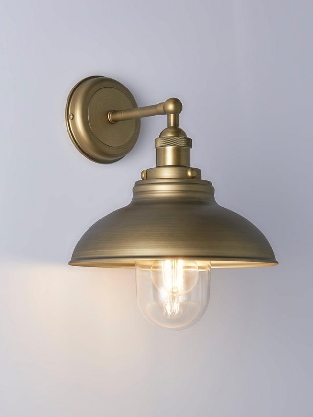 John Lewis Baldwin Wide IP44 Outdoor Wall Lantern Light - Dark Antique Brass
