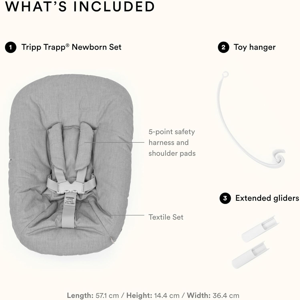 Stokke Tripp Trapp Newborn Set Adjustable Infant Seat Up to 9 kg - Grey - Kazoop