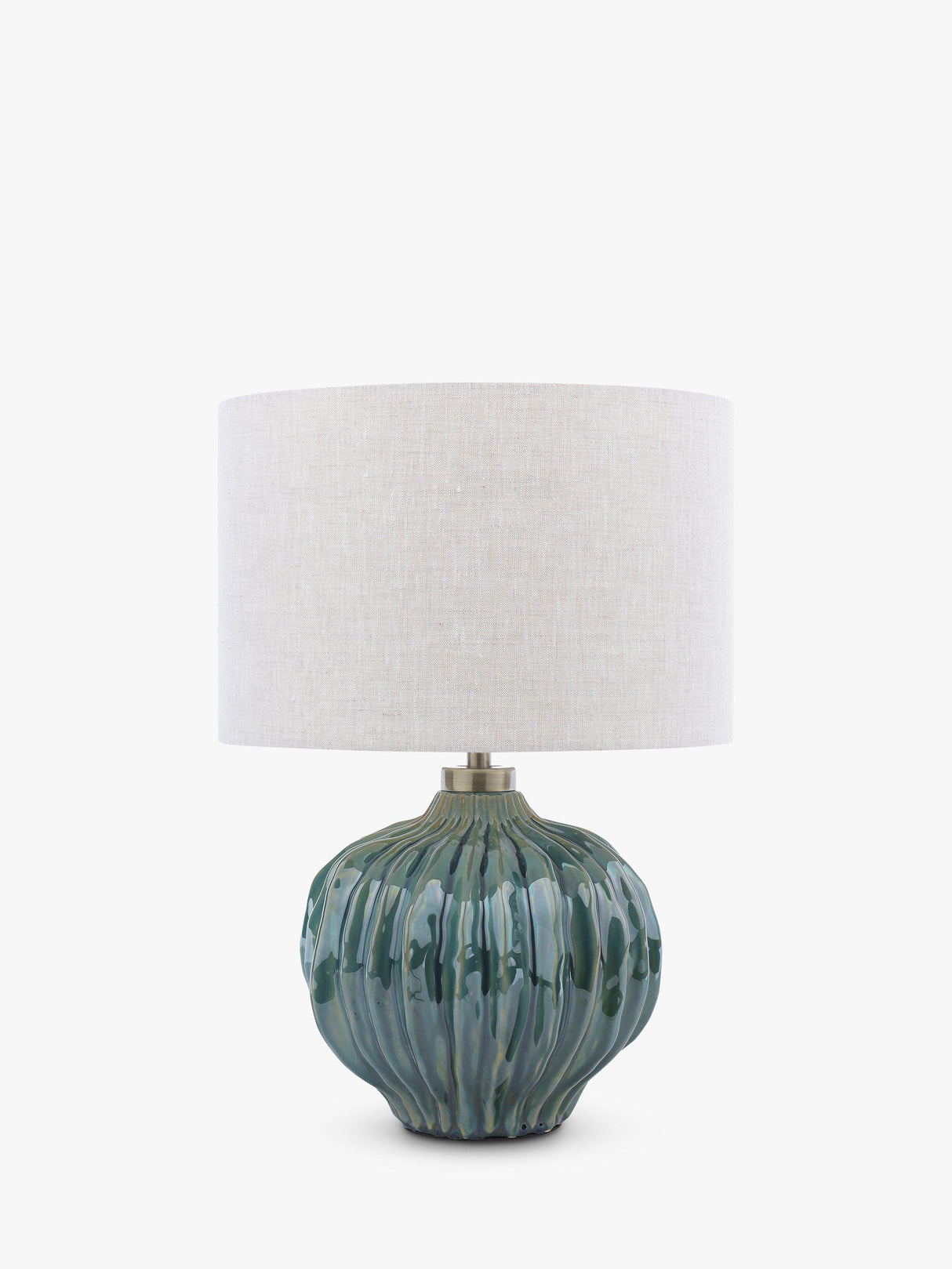 John Lewis Urchin Linen Shade Ceramic Abstract Decorative Table Lamp - Green