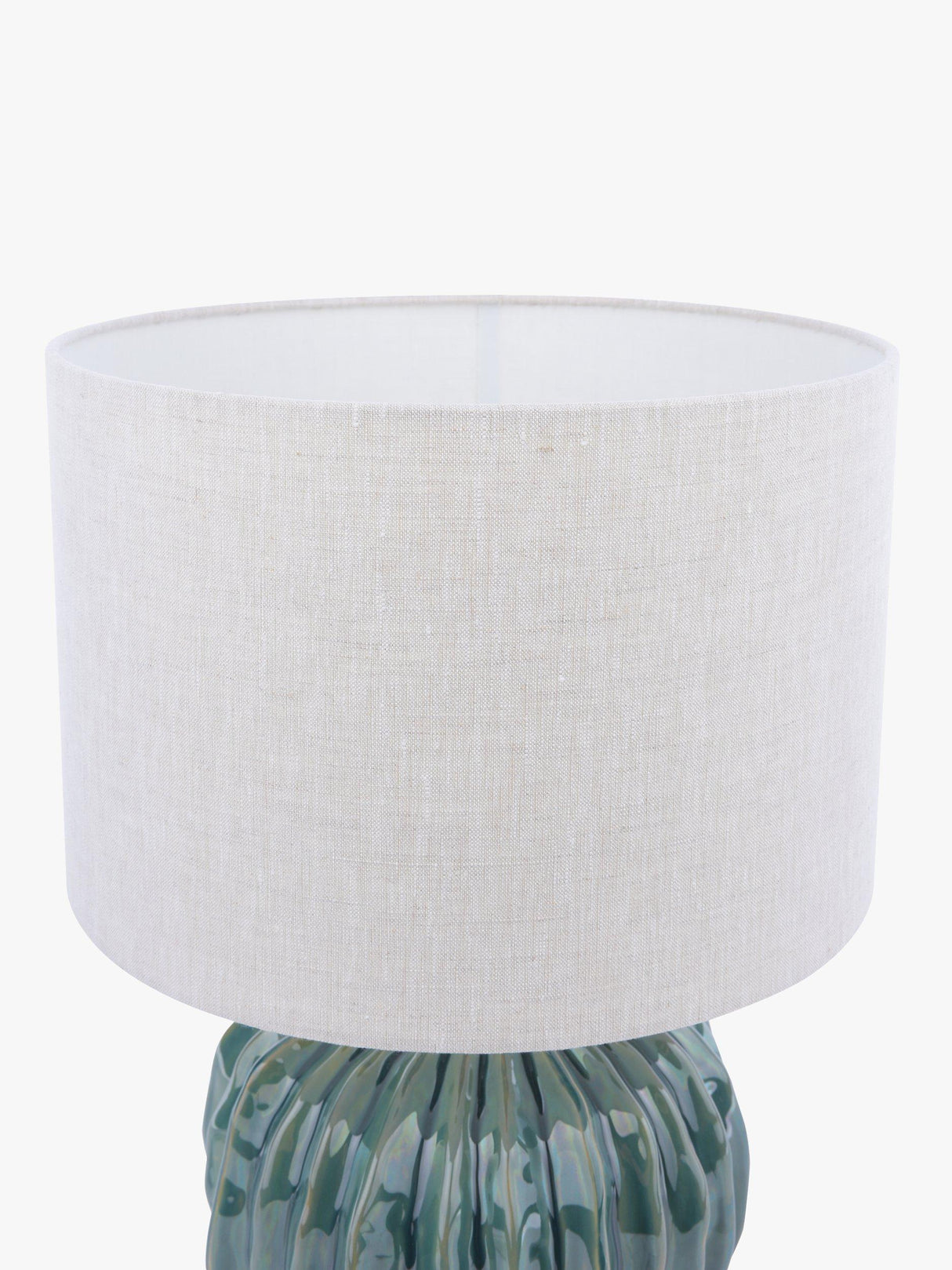 John Lewis Urchin Linen Shade Ceramic Abstract Decorative Table Lamp - Green