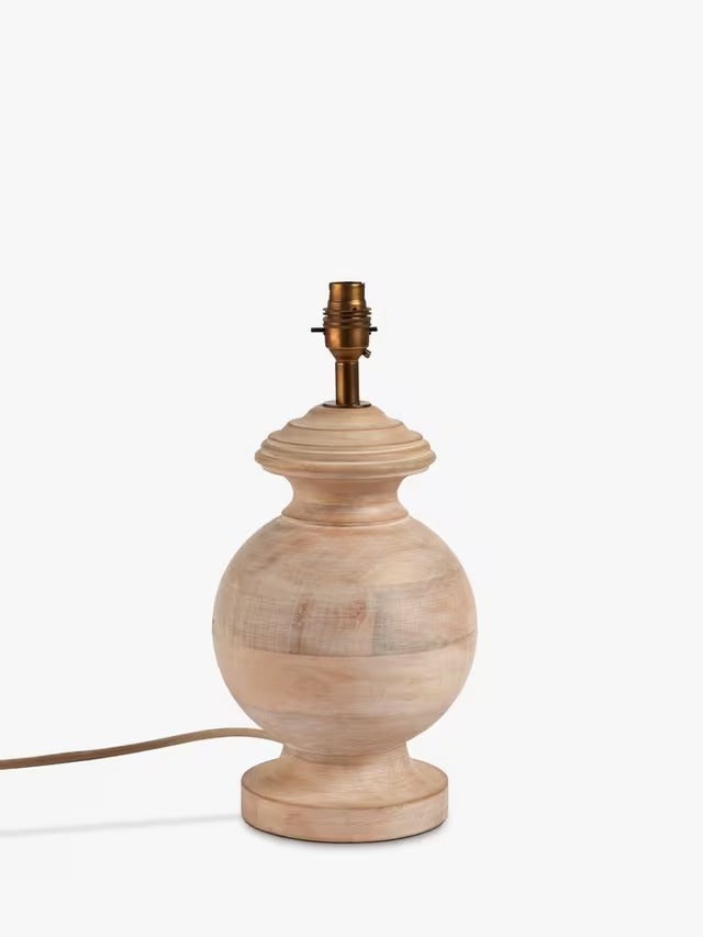 John Lewis Freestanding Non-Dimmable Mango Wood Lamp Base - White Wash