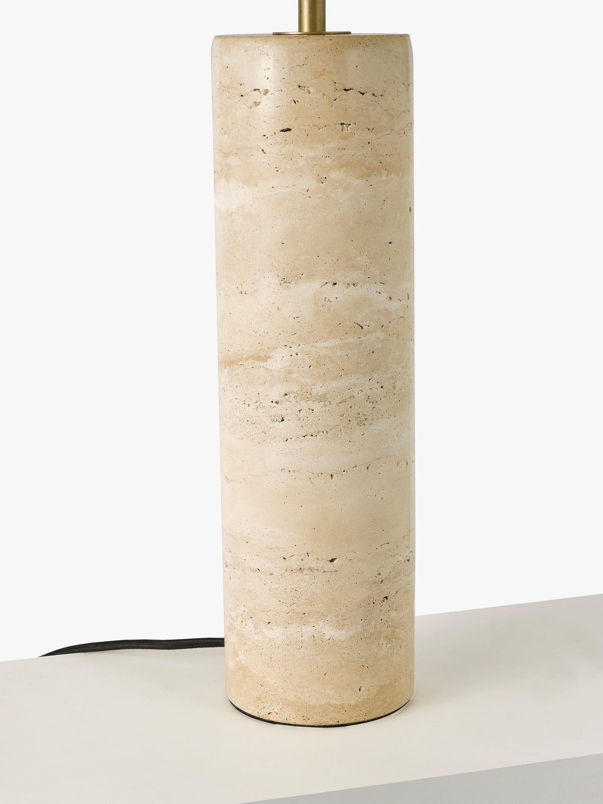 John Lewis Travertine Marble Column Matte Table Lamp - 56 x 43cm - Brass