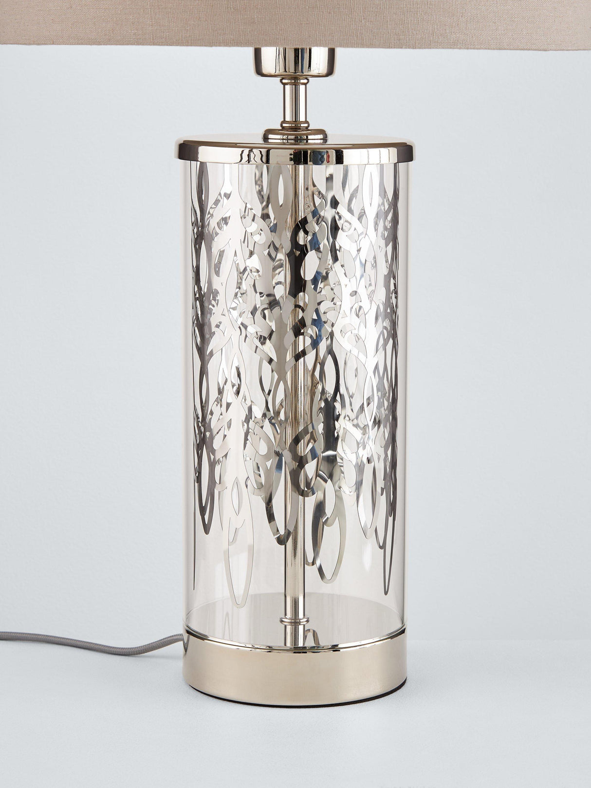 John Lewis Etched Peony Non-Dimmable Freestanding Metallic Table Lamp Nickel A
