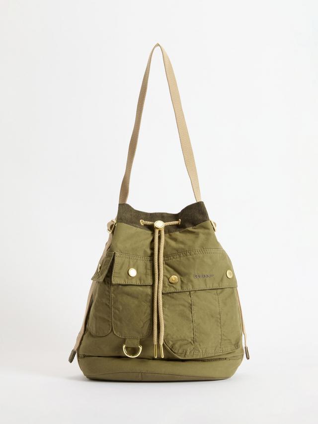 Barbour Mia Plain Drawstring Tote Roomy Design Women's Bag - Dusky Green