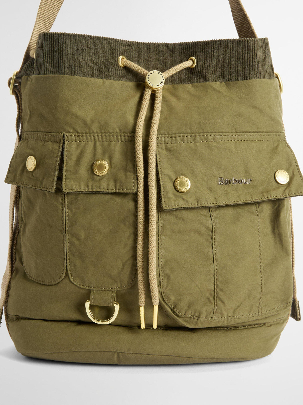 Barbour Mia Plain Drawstring Tote Roomy Design Women's Bag - Dusky Green