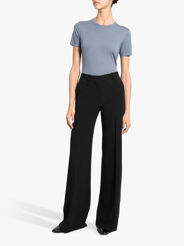 Theory Women's Fluid Crepe Flared Mid Rise Tailored Trousers - Black - UK 14
