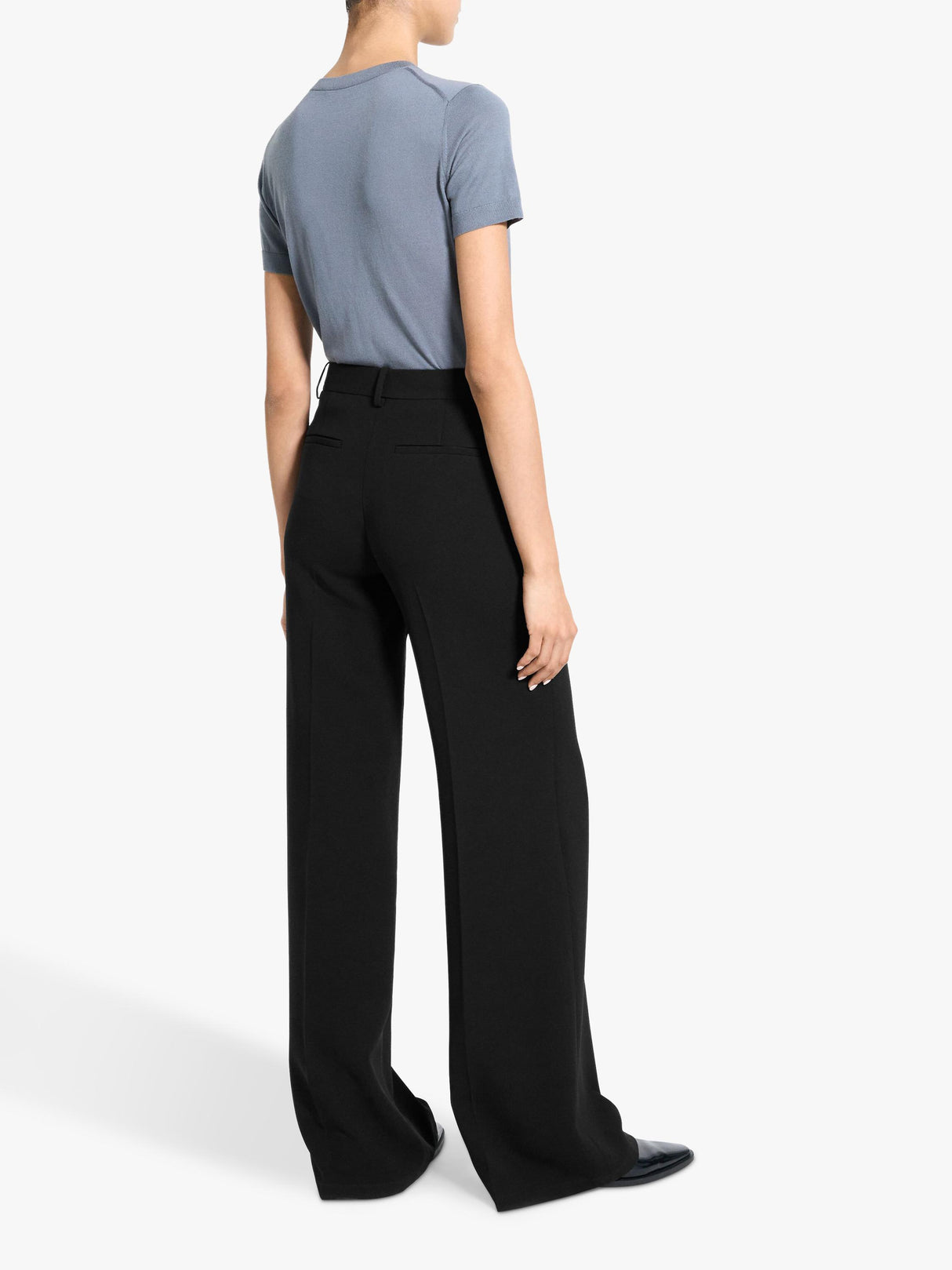 Theory Women's Fluid Crepe Flared Mid Rise Tailored Trousers - Black - UK 14
