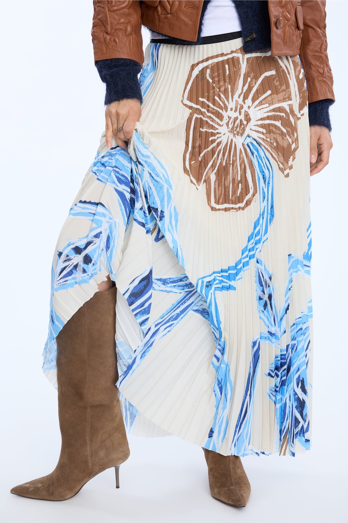 MUNTHE TAULLA Women's Recycled Polyester Pleated Midi Skirt EU42/UK14 - Blue