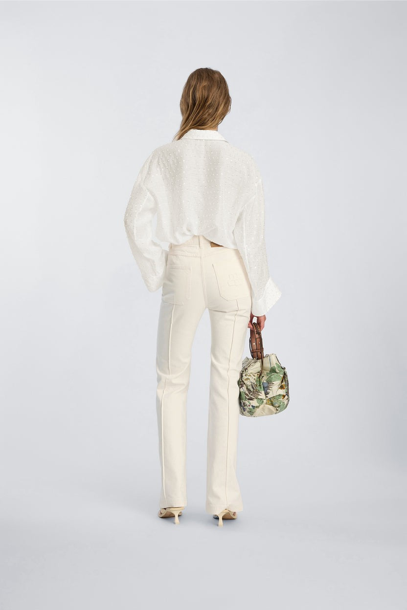 MUNTHE Women's Bjarka Oversize Fit Top Button-Up Blouse - White - EU 36