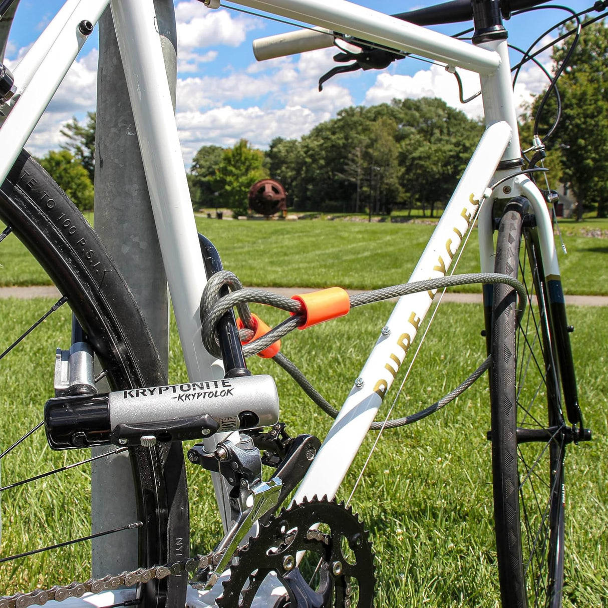 Kryptonite Kryptolok Silver Mini Steel Bike Security U-Lock with Flex Cable