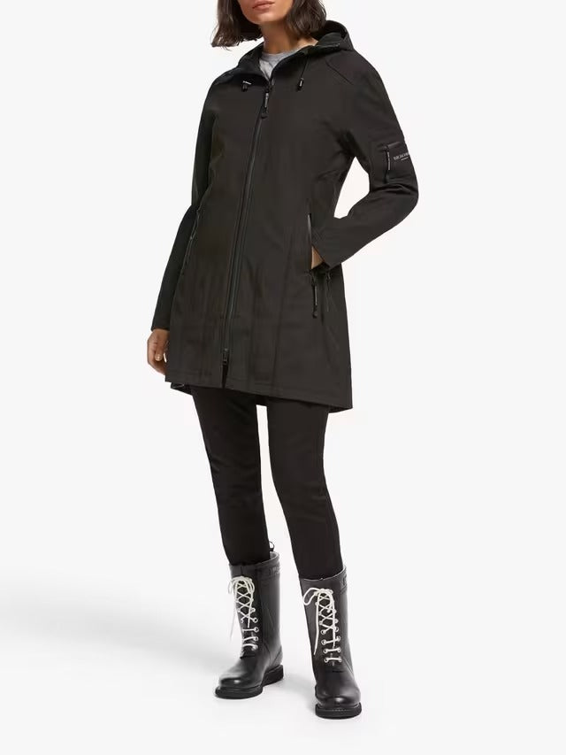 Ilse Jacobsen Hornbæk Women's 3/4 Length Raincoat Jacket- Black - UK 8