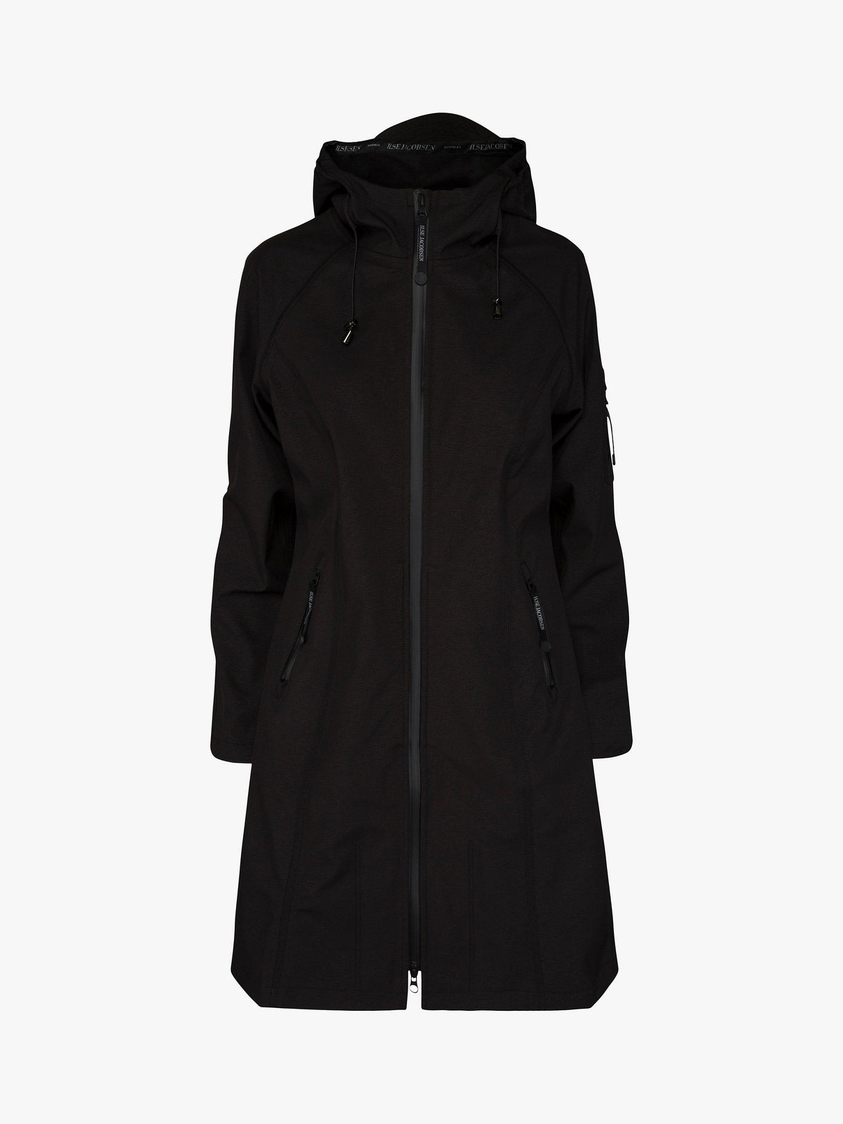 Ilse Jacobsen Hornbæk Womens 37 Long Soft Shell Raincoat - Black UK 10/EU 36
