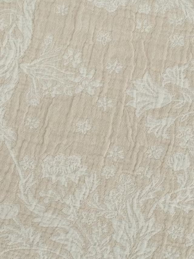 Neptune Etta Reversible Floral Jacquard Cotton Bedspread 250x260cm - Natural
