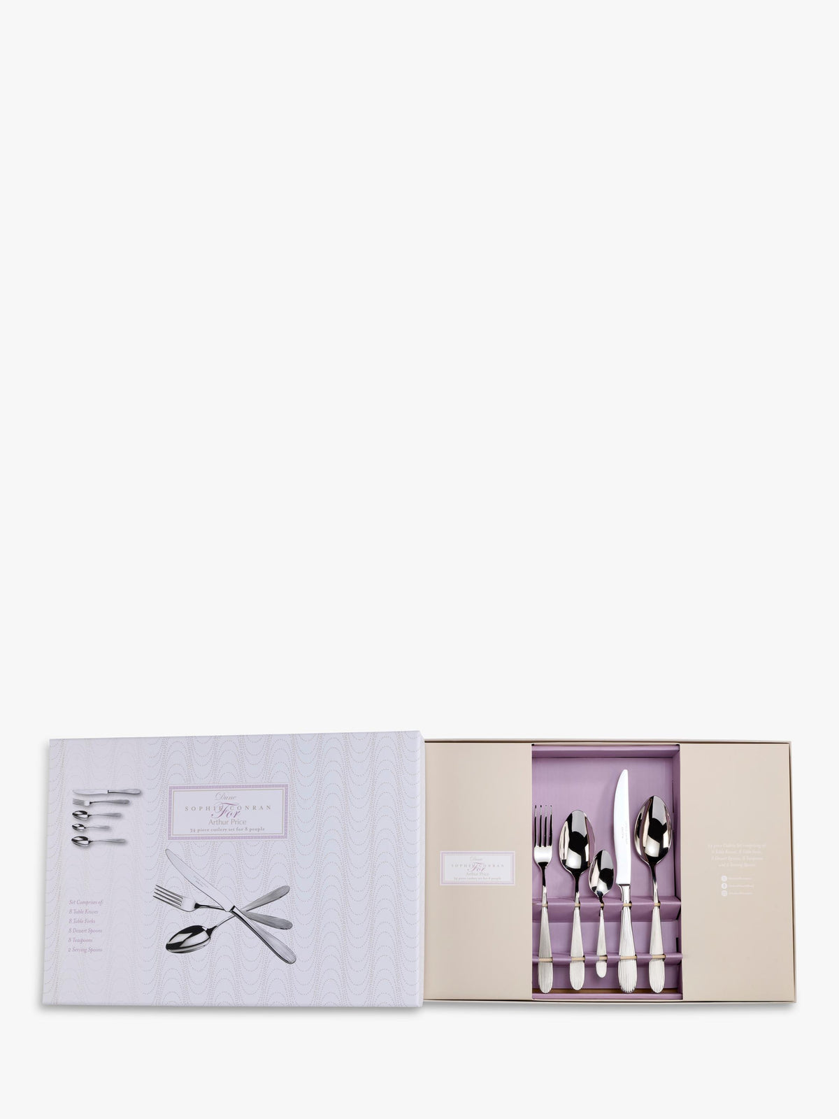 Arthur Price Sophie Conran Dune 34 Piece Cutlery Set for 8 People - Silver