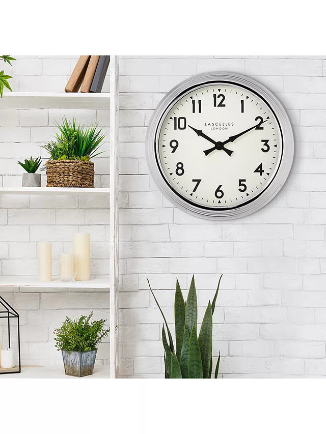 Lascelles Arabic Numeral Analogue Wall Clock H12 x Dia.60cm - Chrome - Kazoop