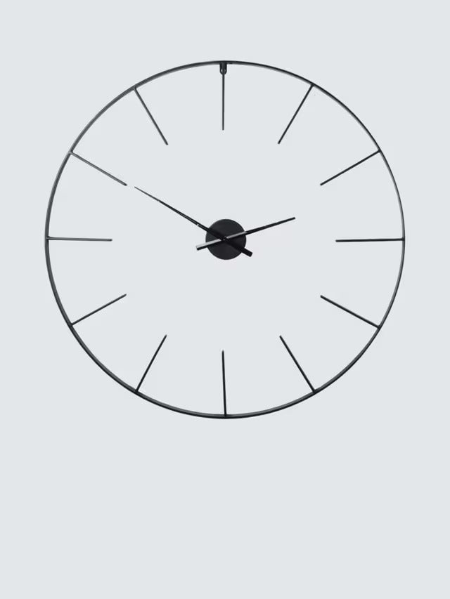 Libra Interiors Tiverton Skeleton 80cm Modern Minimalist Wall Clock - Black