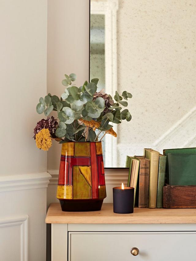 Poole Pottery 150th Anniversary Keystone Earthenware Vase 26cm Orange/Yellow