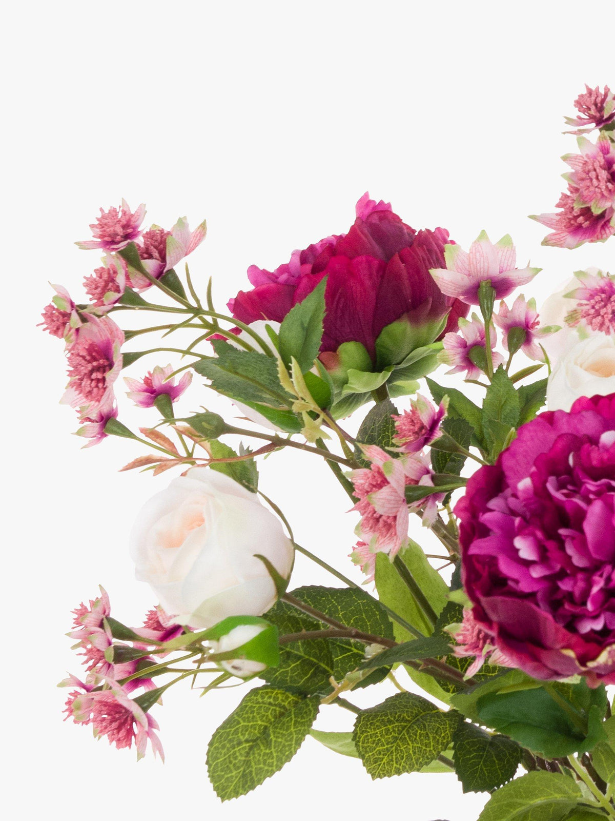 Floralsilk Artificial Peony Rose & Astrantia Arrangement in Vase - Multi